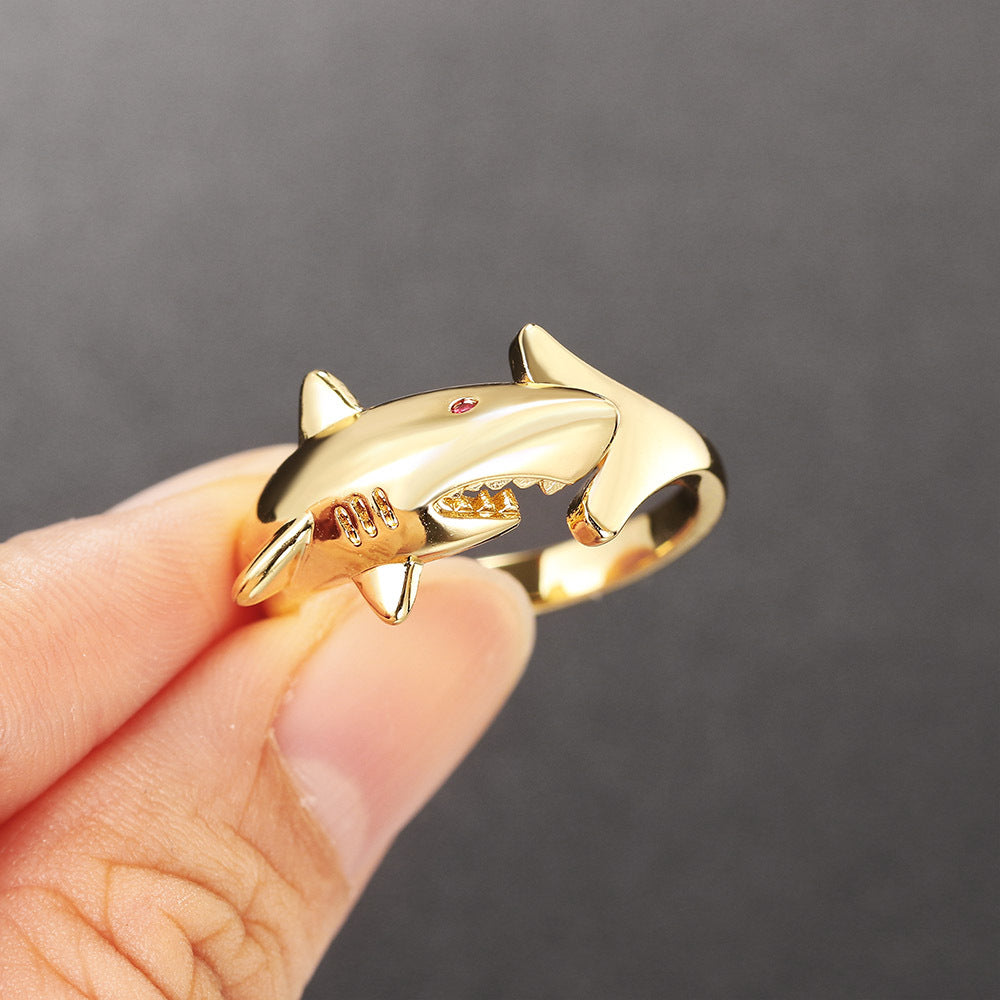 Wholesale Copper Gold Plated Shark Ring